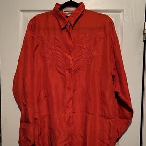 Vintage Red Silk Blouse